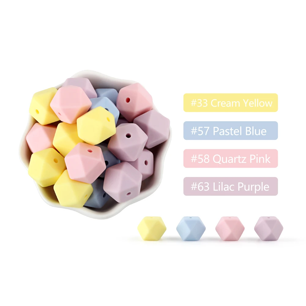 20Pcs Siliocne Lentil Beads 12MM Round Beads 14MM Hexagon Baby Teething Beads BPA Free DIY Pacifier Chain Necklace Accessory