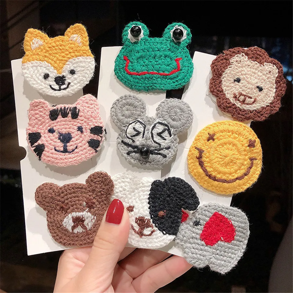 Cartoon Handmade Woolen Animal Hairpin Hair Accessories For Girls Hair Clips Children Glitter Felt Fabric Hairclip Cat Barrettes