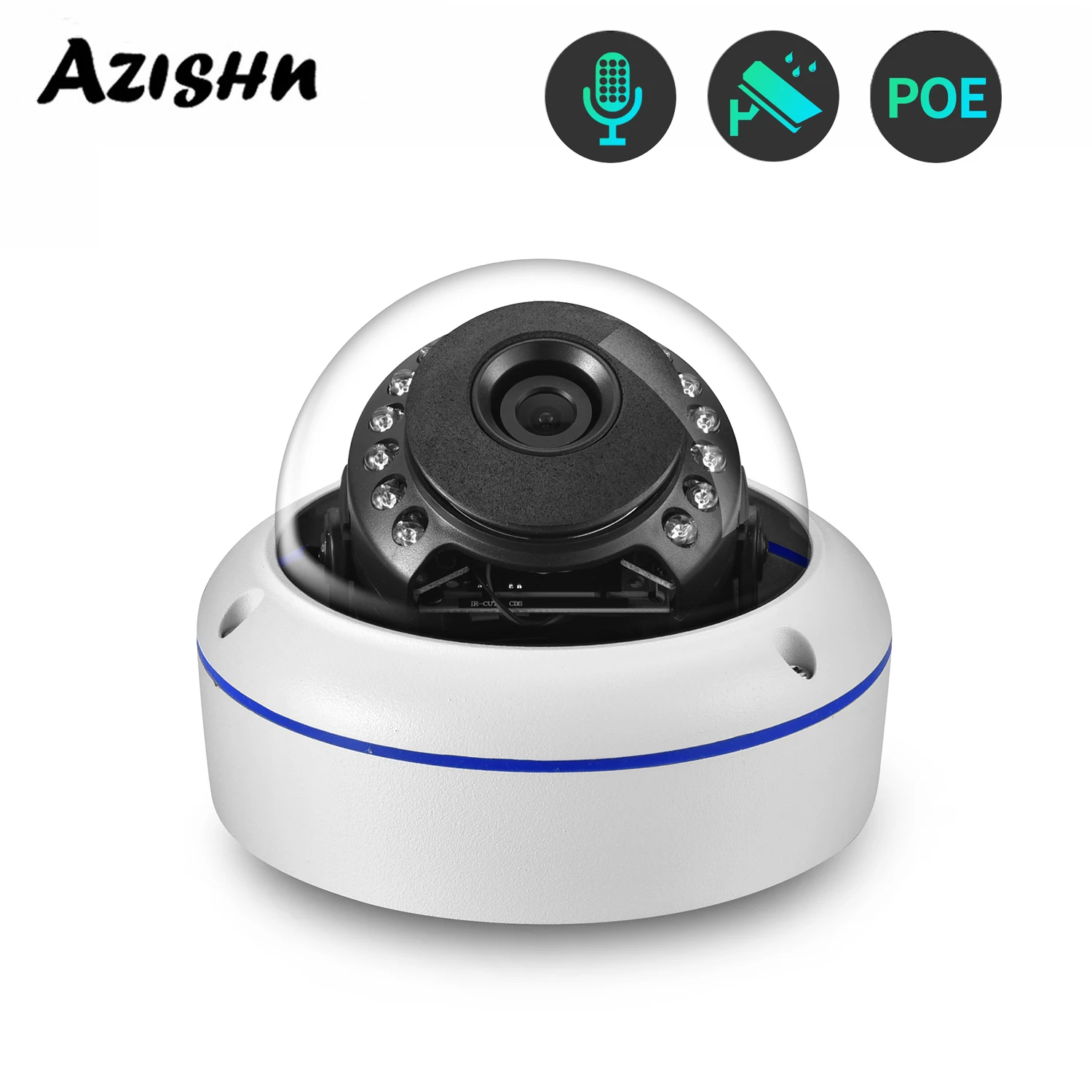 Azishn 8MP 4K IP Camera H.265 POE Video Surveillance Outdoor Waterproof Explosion-proof Security Protection CCTV Camera