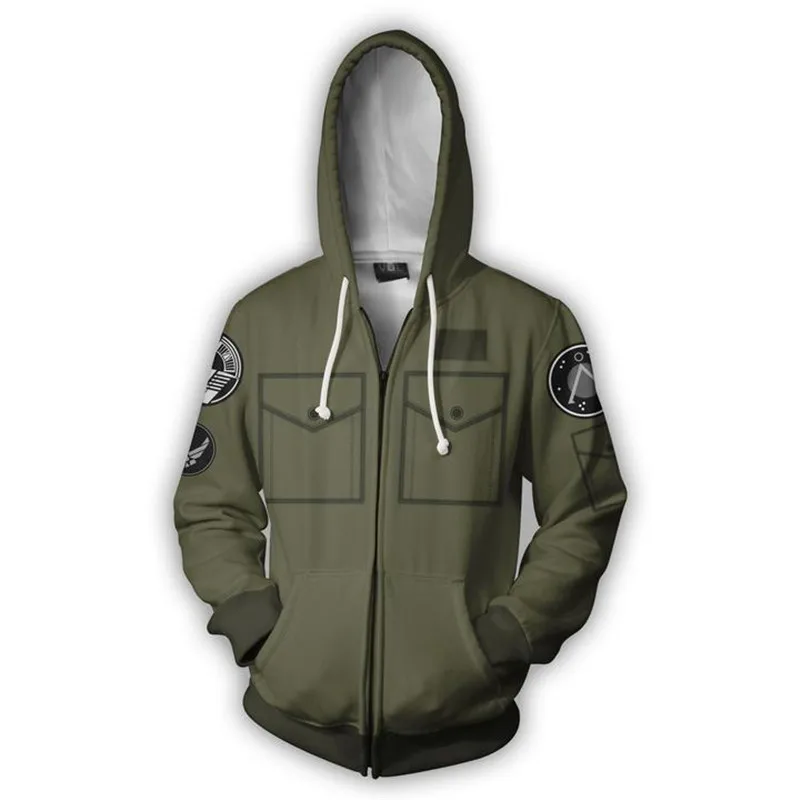 Stargate:SG-1 Costume SG-1: Explorer Unit Cosplay 2018 3D Print Sweatshirt Hooded Zipper Cartoon Sweatshirt VogueHommes Jacket