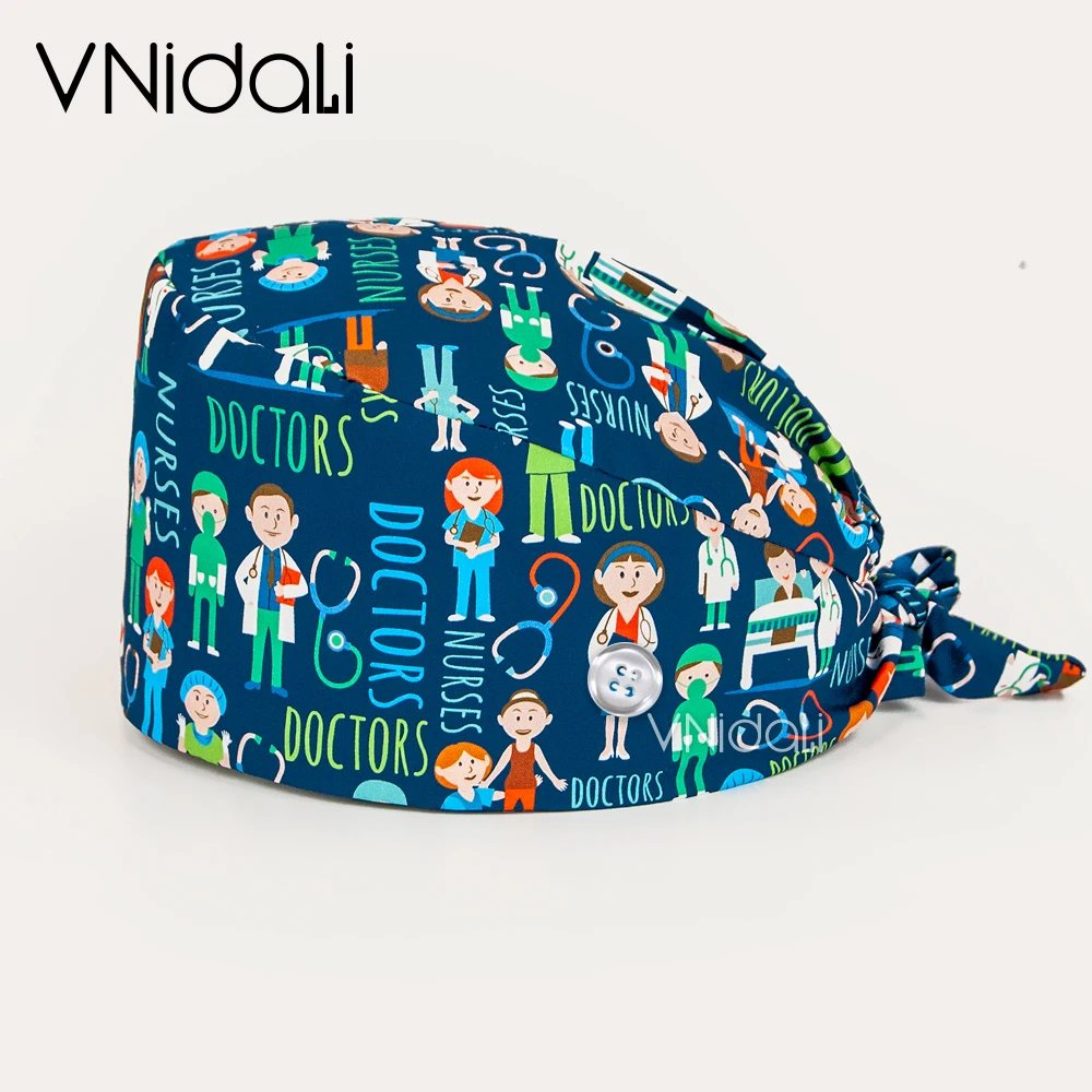 Unisex Frosted Cap Verstelbare Laboratorium Werk Cap Katoen Cartoon Leuke Baotou Cap Pet Printing Werk Cap