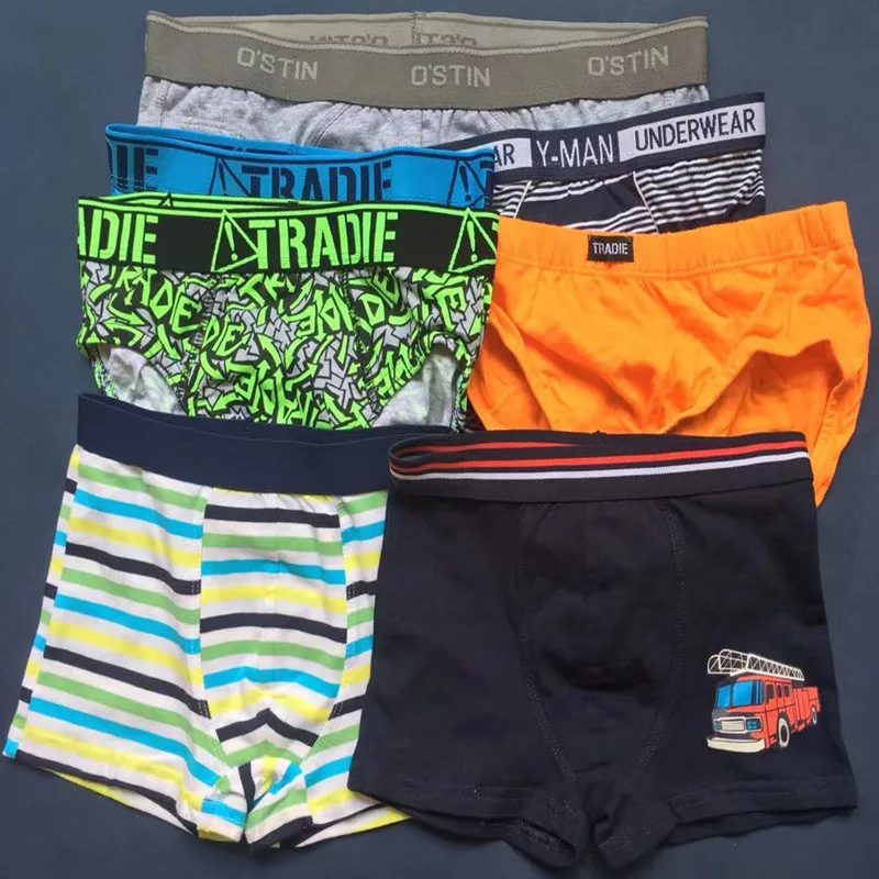 2pcs/Lot Teen Boy Cotton Boxers Mixed Designs Underwear Size 2T-16T Teenagers Under Panties Soft Comfortable Men Brief Boxers