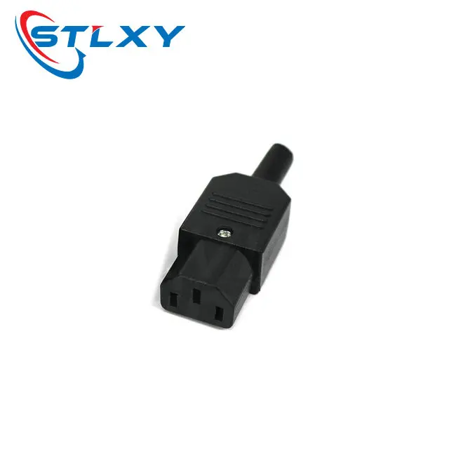 Straight Cable Plug Connector C13 C14 10A 250V Black female&male Plug Rewirable Power Connector 3 pin AC Socket