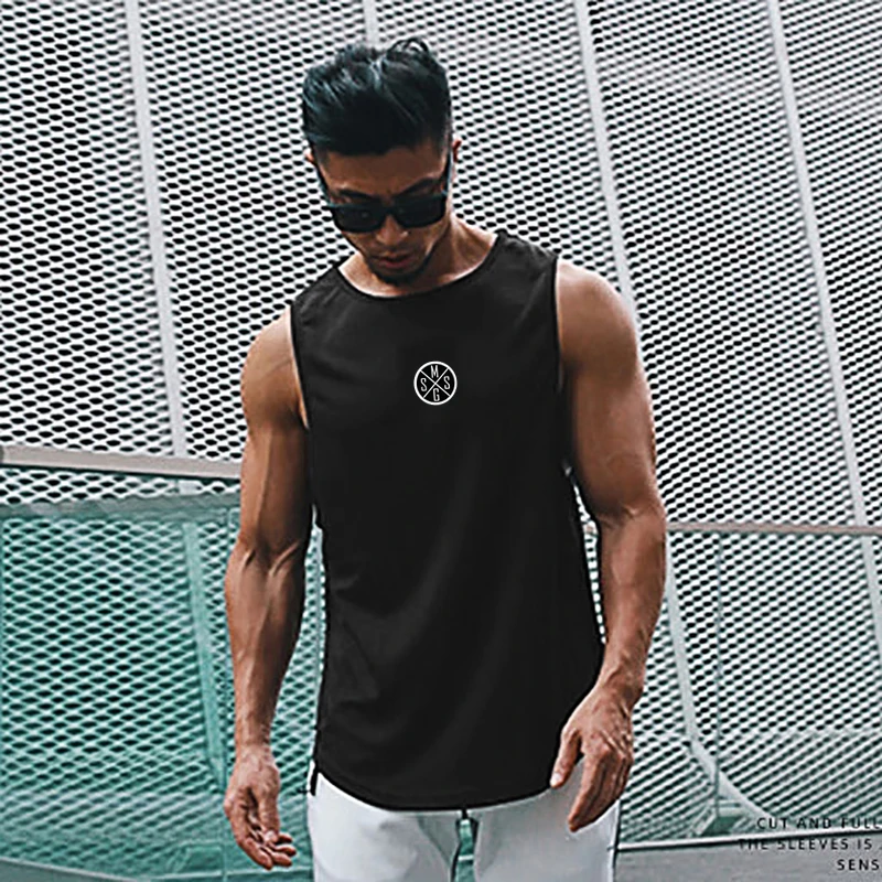 Bodybuilding Vest Men Sports Tank Top Men Gym Clothing Fitness Workout Sleeveless Shirt Mesh O Neck Running Stringer Singlets