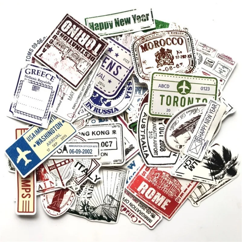 10/30/50PCS Koffer Poststempel Retro Briefhoofd Stempel Reizen Koffer Sticker Persoonlijkheid Trolley Gitaar Graffiti sticker