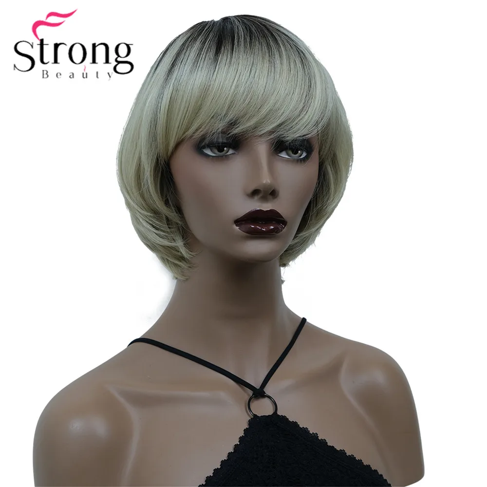 

StrongBeauty Women Short Wigs Blonde Ombre Hair Synthetic Wig Natura