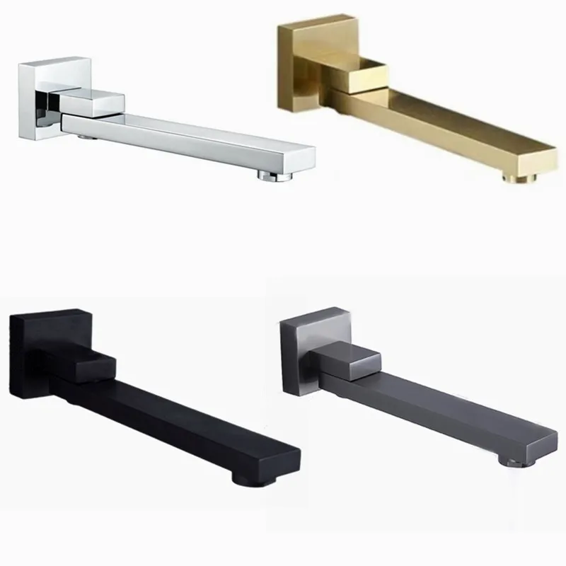 wall mounted faucet spout Square and Round brass chrome or black or brushed gold  or gray spout shower faucet accessories SP090