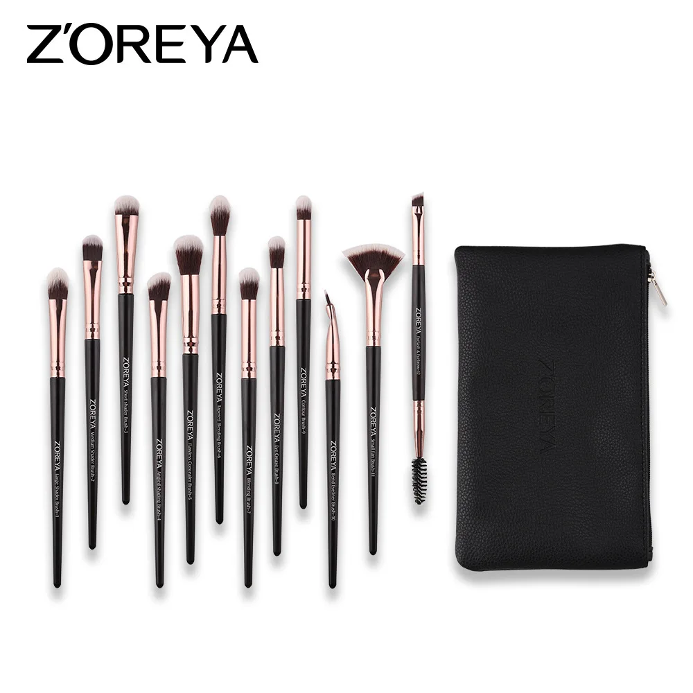 Hot Selling Zoreya 12 PCs Gift Makeup Brush Set Artificial Fiber Eyeshadow Brush Set Cosmetic Gift for Women ZS125