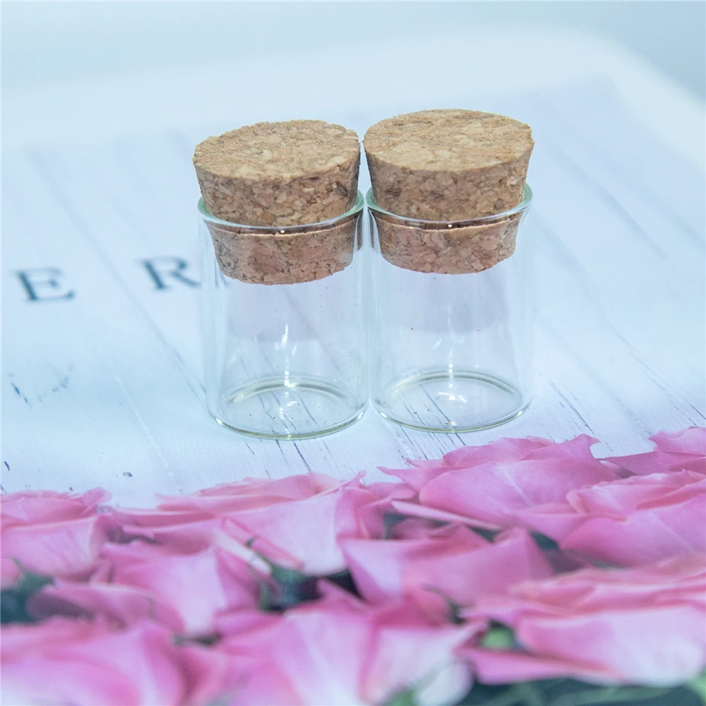 

100 pcs 22x30mm 5ml Clear Transparent Cork Stopper Glass Tube Bottles Empty Jars Scented Tea Vials Containers