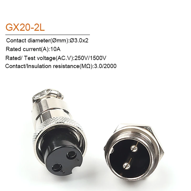 1Set GX20 2/3/4/5/6/7/8/9/10/12/14/15 Pin 20mm Male + Female Circular Nut Type Wire Panel Aviation Connector Socket Plug