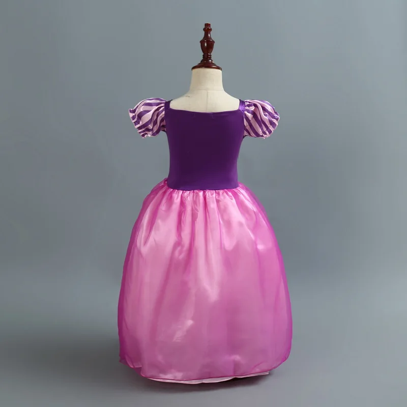 Meninas princesa rapunzel cosplay traje crianças roxo puff manga vestido crianças halloween festa de aniversário fantasia vestido 2-8 y