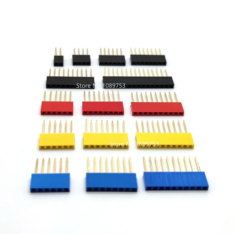 10 sztuk 2.54mm możliwość układania w stosy długie nogi złącze żeńskie 2/3/4/5/6/8/10/15P jednorzędowe złącze wielokolorowe gniazdo dla Arduino PCB