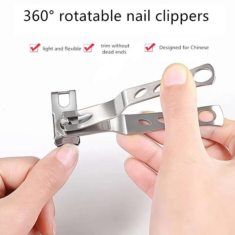 1PC Nail Toe Clipper Cutter 360 Degree Rotation Trimmer Scissor Stainless Steel Scissor Manicure Cutter Trimmer Pedicure Tools