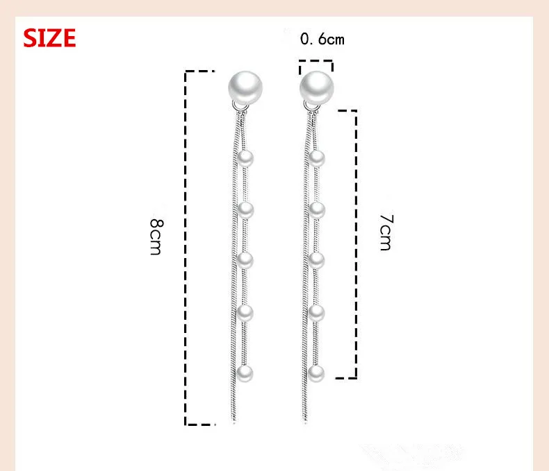 New Arrival 925 Silver Needle Fashion Pearl Ladies Long Tassel Stud Earrings Wholesale Jewelry For Women Anti Allergy