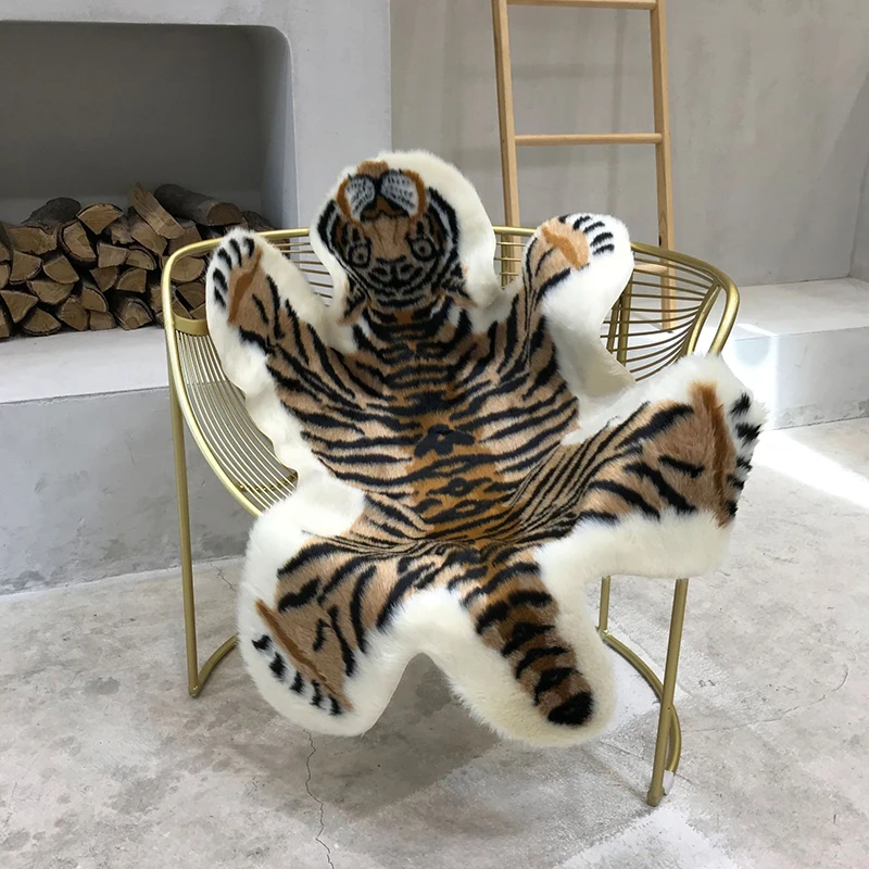 Alfombra de imitación con estampado de Tigre, tapete antideslizante con estampado de vaca, leopardo y Tigre, Fondo de gamuza compuesto de felpa,