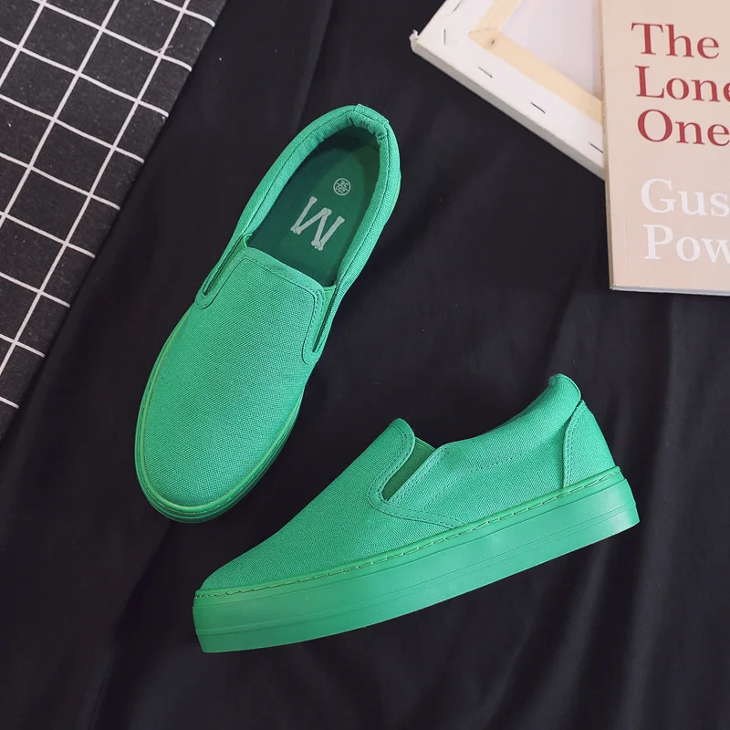 New spring and autumn Korean version Ladies thick-soled Slip-on Breathable shoes vulcanized bottom Women's Canvas shoes