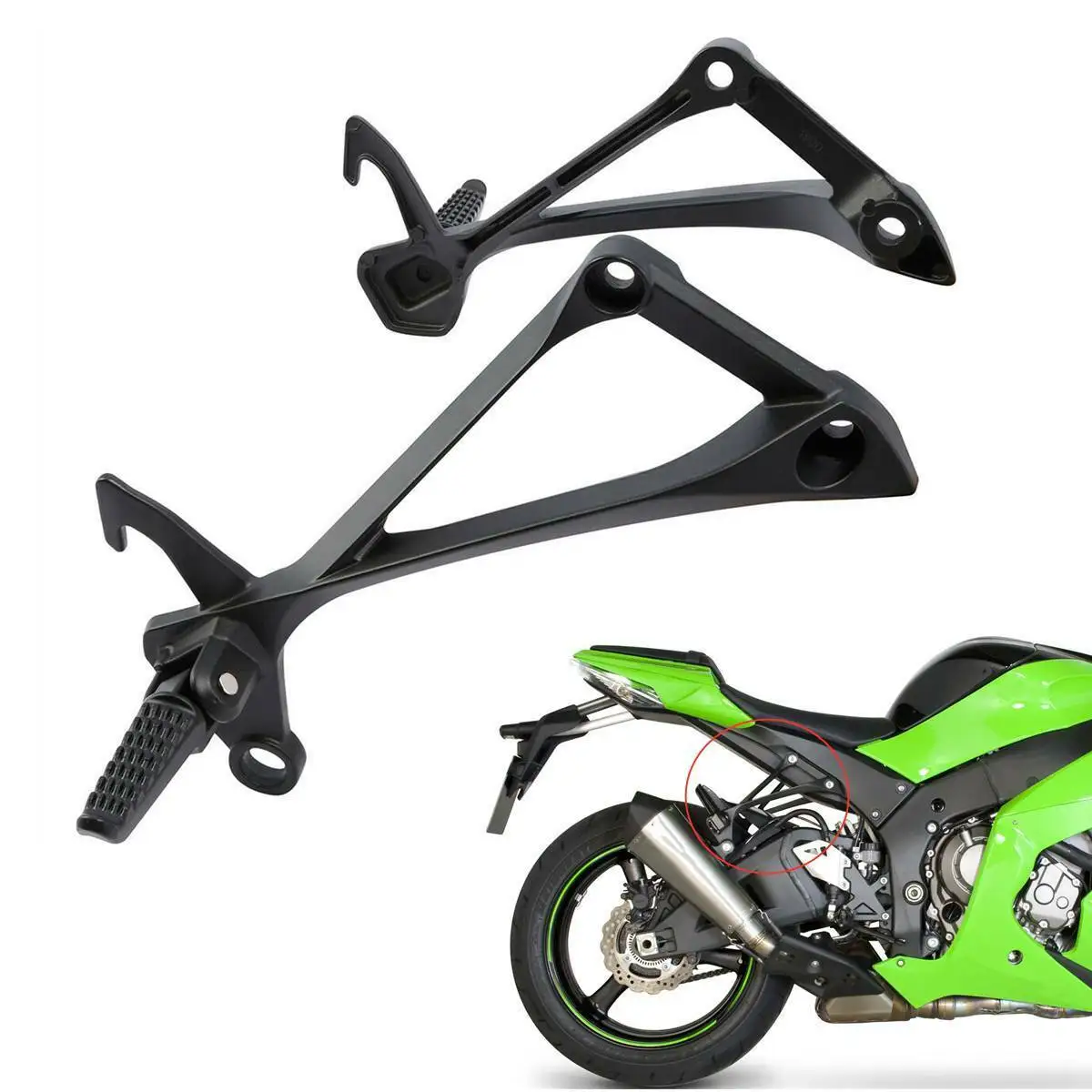 Motorcycle Black Rear Passenger Foot Pegs Bracket Fit  For Kawasaki Ninja ZX10R 2011-2014 2012 2013