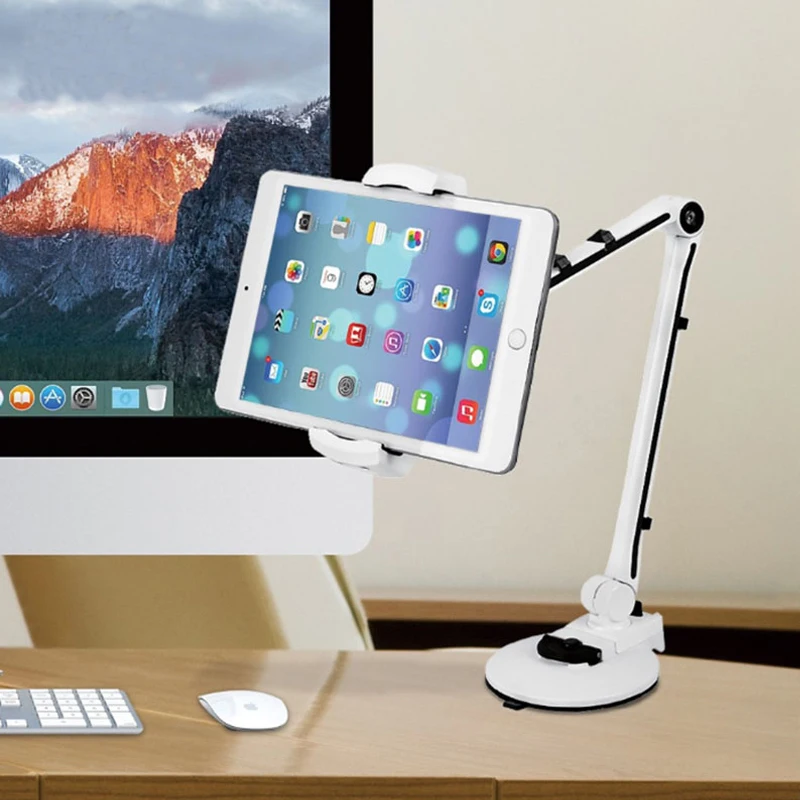 แท็บเล็ตขาตั้งแก้ว Sucker Mount ยืดหยุ่นยาวแขนโทรศัพท์สำหรับ iPad Pro 12.9 Air Mini Xiaomi Mipad 4 5 iPhone
