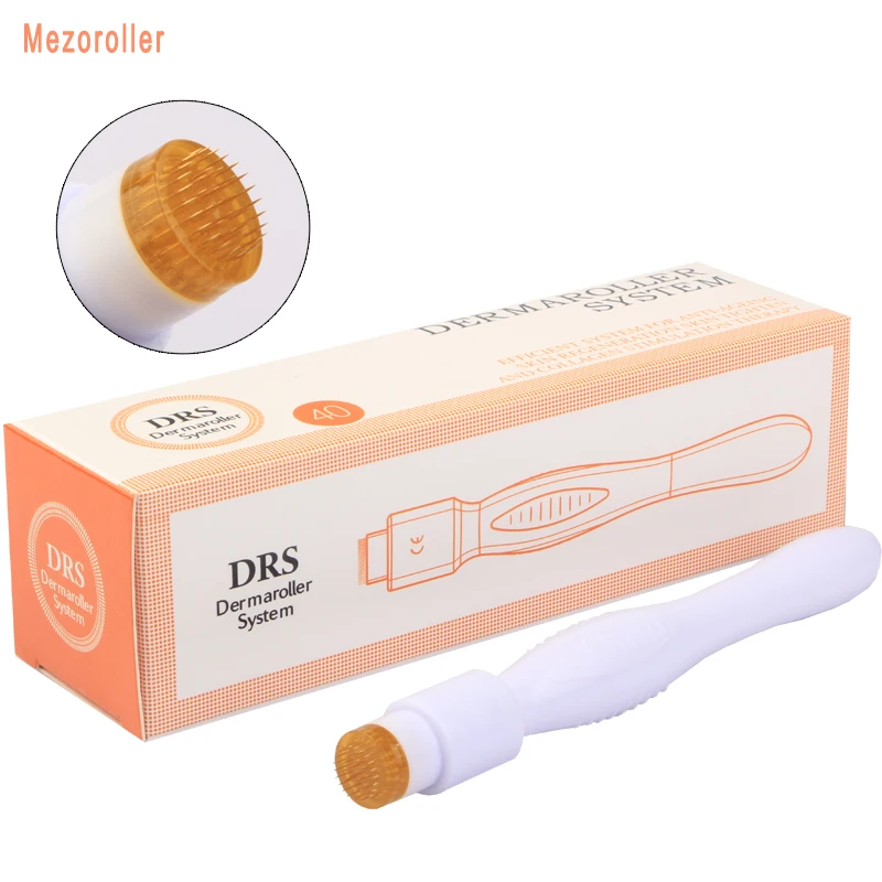 mezoroller-drs40-derma-stamp-titanium-agulha-real-mts-skin-care-hair-grow-40-agulhas-microneedling-meso-agulha-mento-mesoterapia