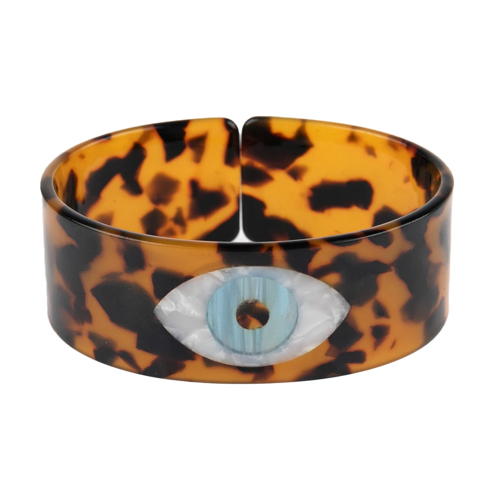 Fashion Open Bracelets Tortoiseshell Acetate Wide Cuff Bracelet Lucky Eye bangles Women Boho Female Jewelry Statement Wholesale