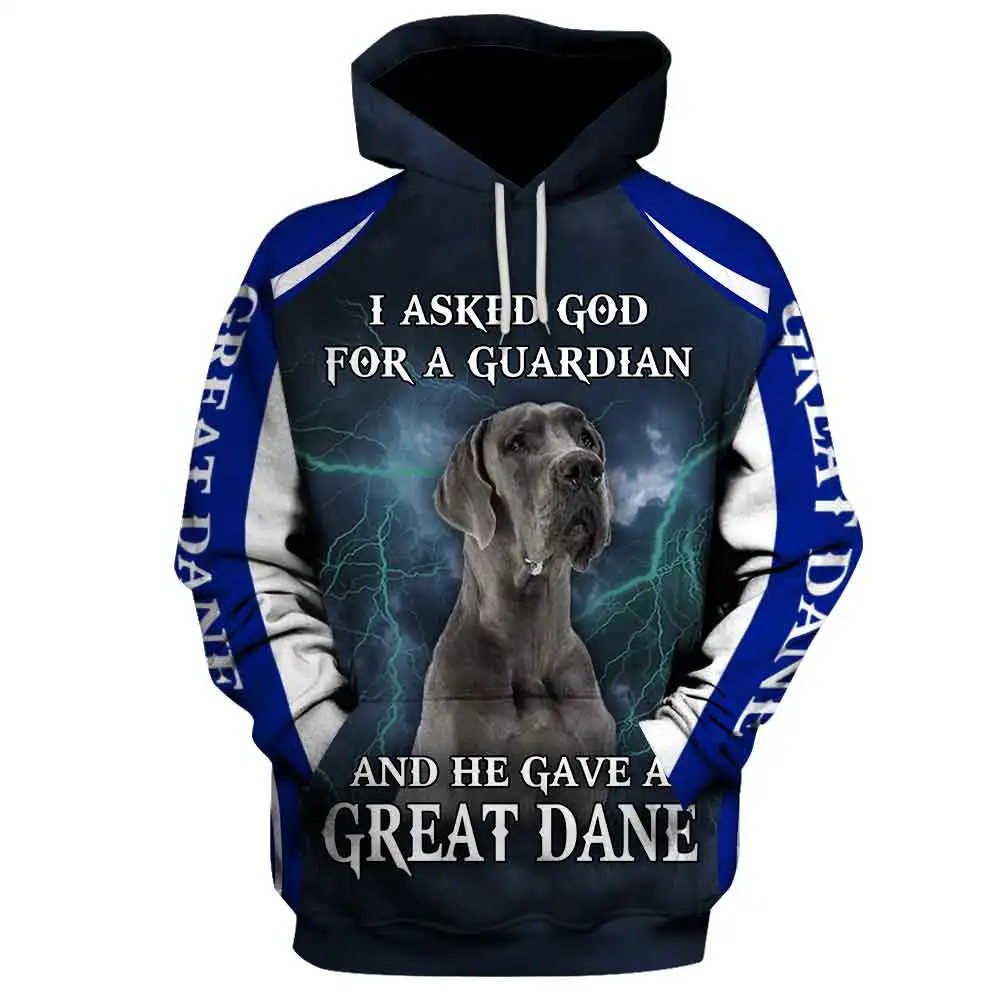 Unisex 3D Printed Graphic Hoodies Sweatshirts Animals Dog Art Great Dane Hoodie Men/Women Casual Streetwear Sweatshirt Pullover