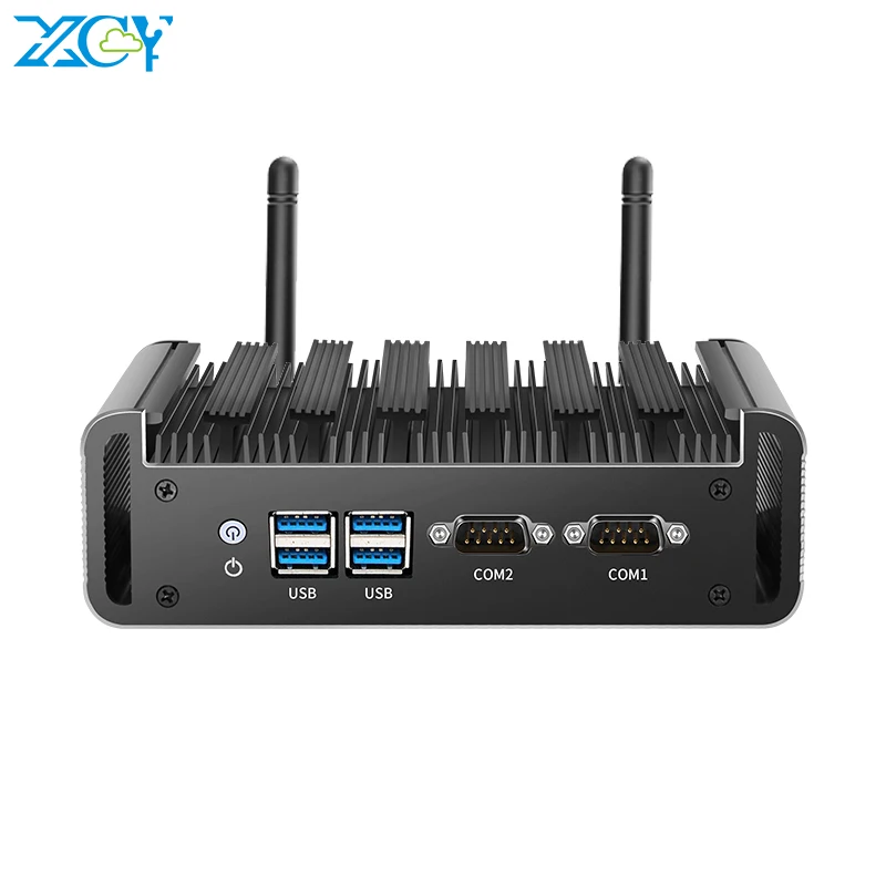 XCY 팬리스 미니 PC 인텔 코어 i5 i7 i3 4세대 5세대 2개의 시리얼 RS232 포트, 2개의 GbE 포트, HDMI, VGA, 4개의 USB 포트, WiFi, 윈도우, 리눅스 지원