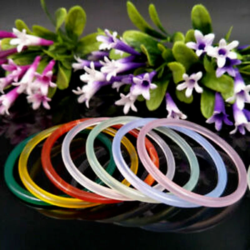 7 color fashion 100% natural line agate chalcedony jewelry bracelet 54mm-55mm