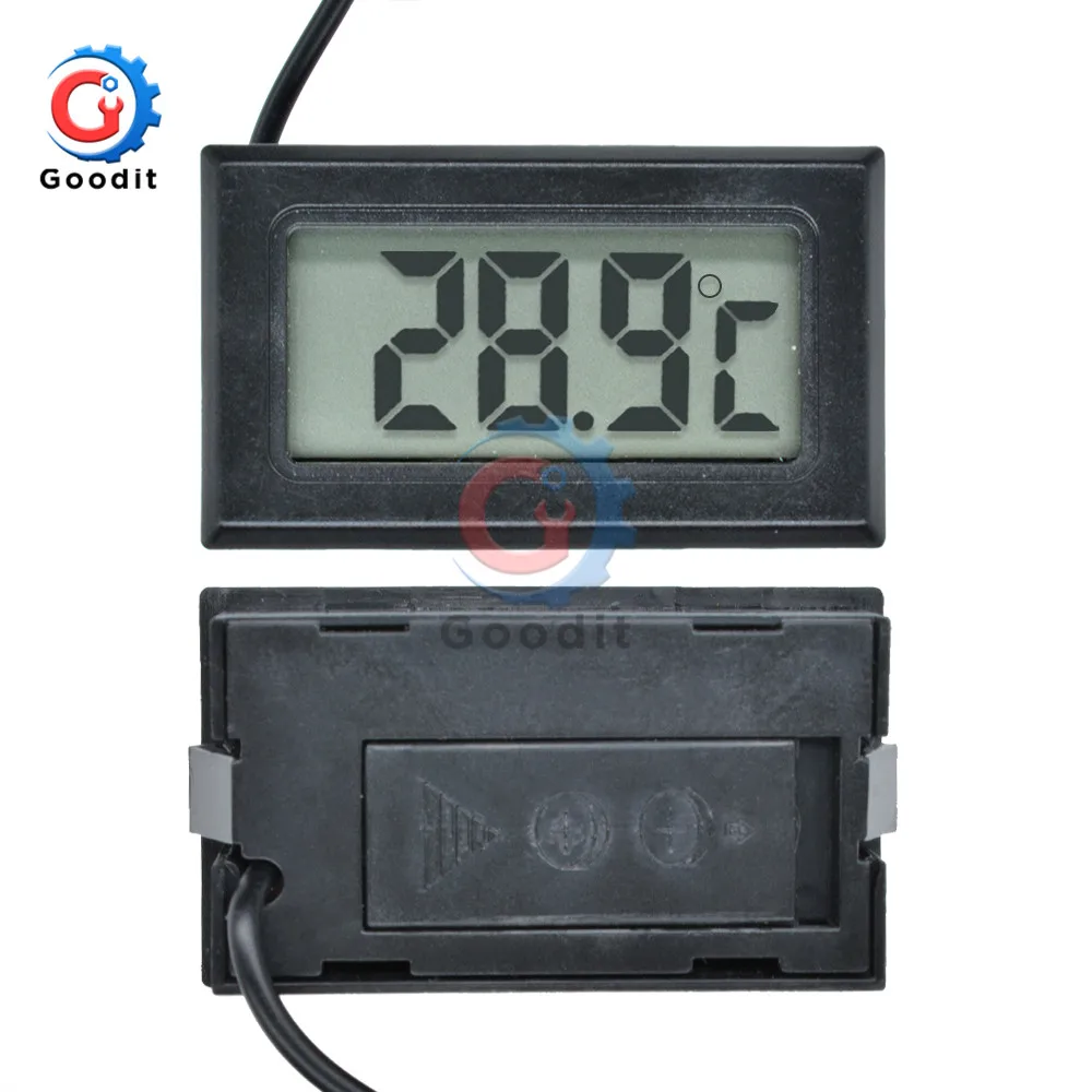 Mini LCD Digital Thermometer  -20~110 ℃ Refrigerator Fridge Thermometer indoor outdoor Probe 1M for Freezer Temperature Black