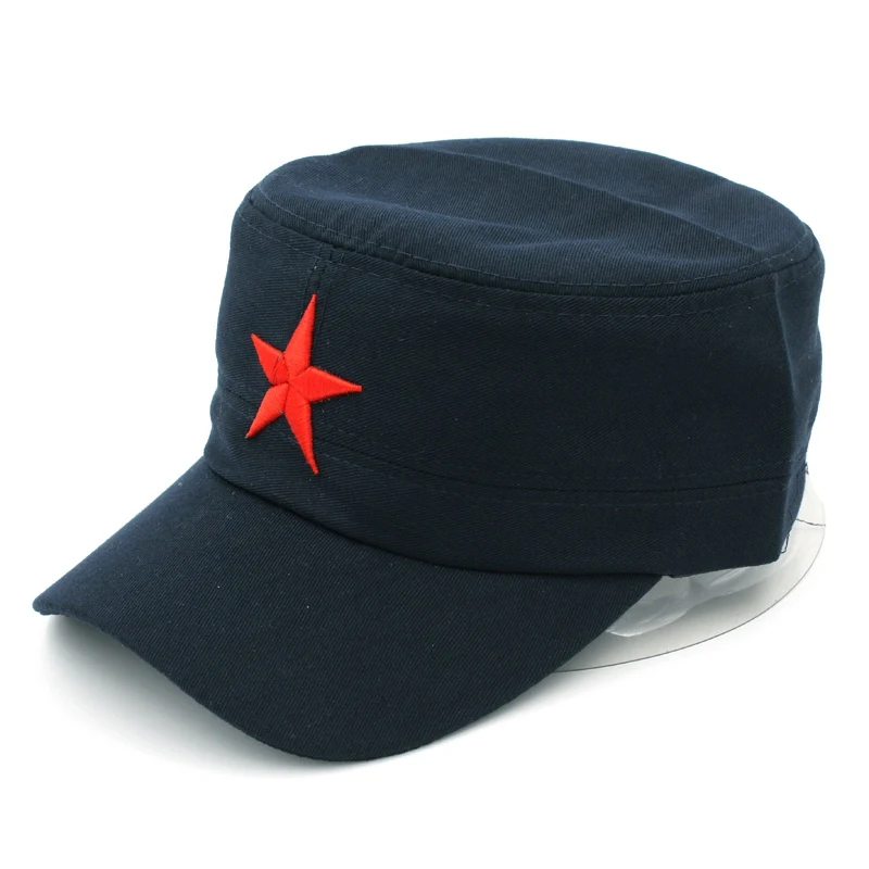 Mistdawn Unisex Cotton Military Cap Spring Summer Beach Outdoor Street Street Cool Church Sunhat Flat Top Hat With Red Star