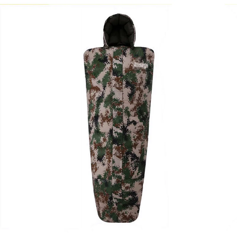 Athenaegis-Camouflage White Duck Down Sleeping Bag for Adult, Breathable Filling, Waterproof, 800g, 1000G, 1200g