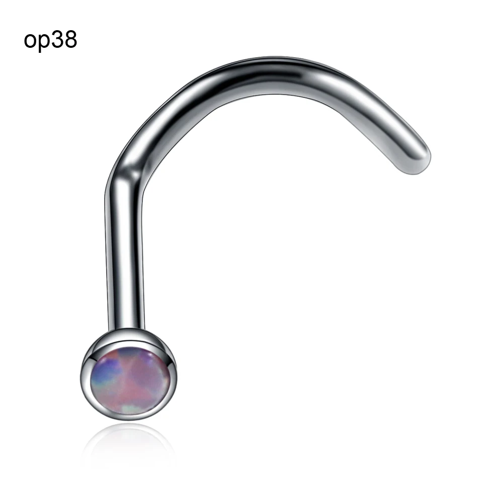 1PC Titanium Opal38 CBR Ear Tragus Helix Cartilage Piercings Opal Nose Screw Rings Septum Clicker Daith Earring Labret Jewelry