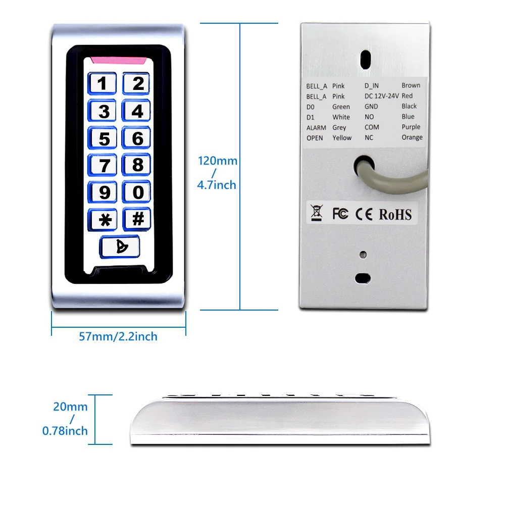 Door Access Control System Kit RFID Access Control Keypad + Power Supply + Electric Magnetic Lock Bolt Strike Locks + 10pcs key
