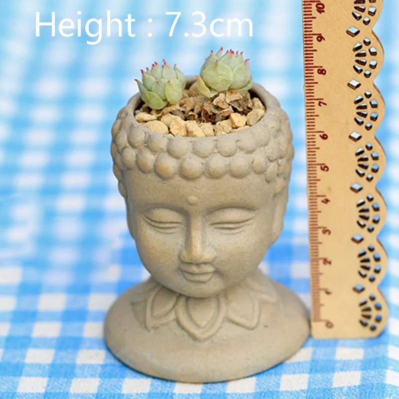 Concrete Mold Succulent Plant Container Cement Mould Buddha Head Design Desktop Decor Potted Plant Flower Pot Clay Mold