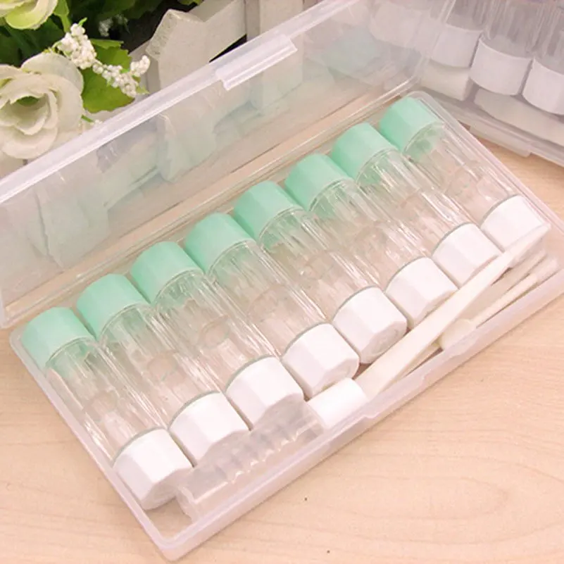 1 Set RGP Contact Lens Case For Women 8 Boxes Portable Travel Contact Lenses Box 4 Colors Eyewear Protector Container