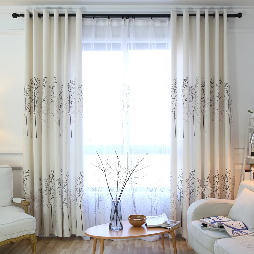 Fancy Printing Window Curtains Printed Linen Curtains for Bedroom Living Room Sheer Voile Curtains Window Drapes Customize