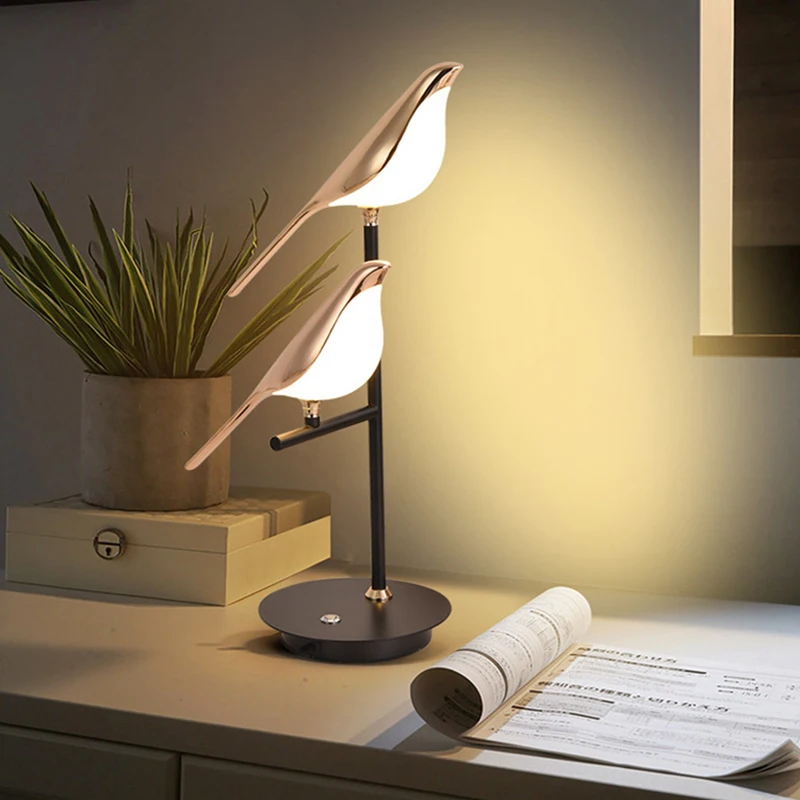 Imagem -03 - Moderno Lâmpada de Mesa Led Luzes Magpie Pássaro Modelo Lâmpada Leitura Iluminação Interior Estudo Quarto Cabeceira Sala Estar Decoração da Sua Casa