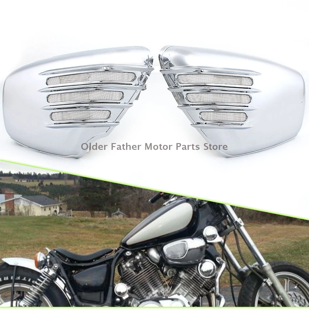 Motorcycle Chrome Fairing Guard Side Battery Cover For Yamaha Virago XV 700 750 1000 1100 1984-up