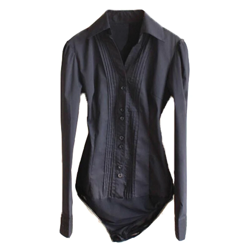 ON SALE!! New Women OL Long Sleeve V-neck pleated Body Shirt Blouse women work wear S-4XL Black, White, Blue SY0091