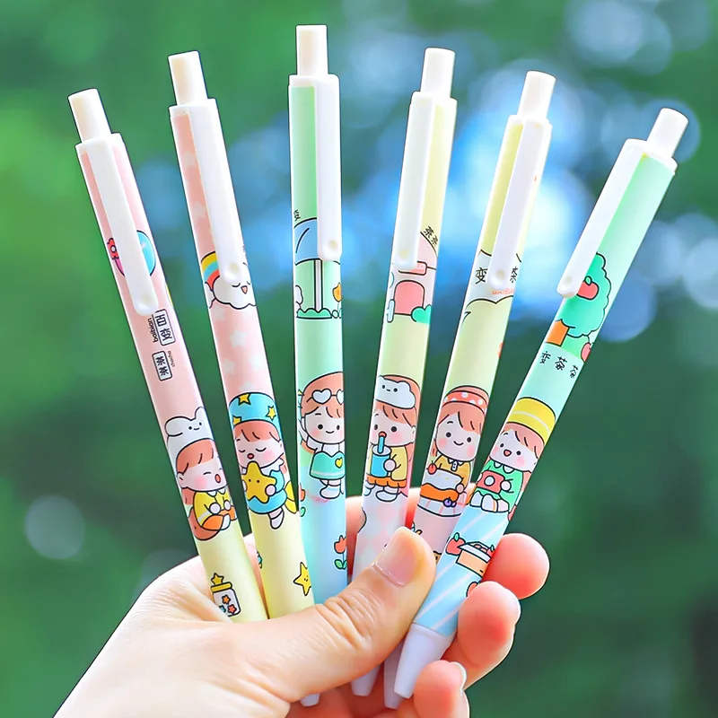 Zoecor 6 Teil/los Kawaii Gel Stift Set Nette Kugelschreiber ру artef 0,5mm Schwarz Tinte Cartoon Schule Student Schreibwaren liefert Caneta