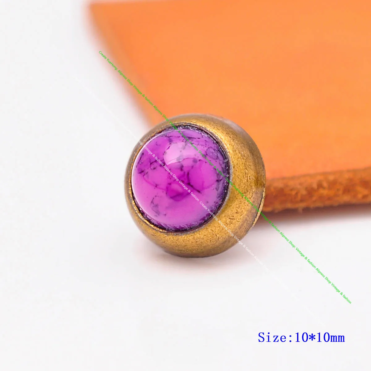 

30Pcs 10mm Brass Plated Purple Turquoise Rivet Stud Spot Leathercraft Belt Handbag Accessories Hardware Concho Screwback