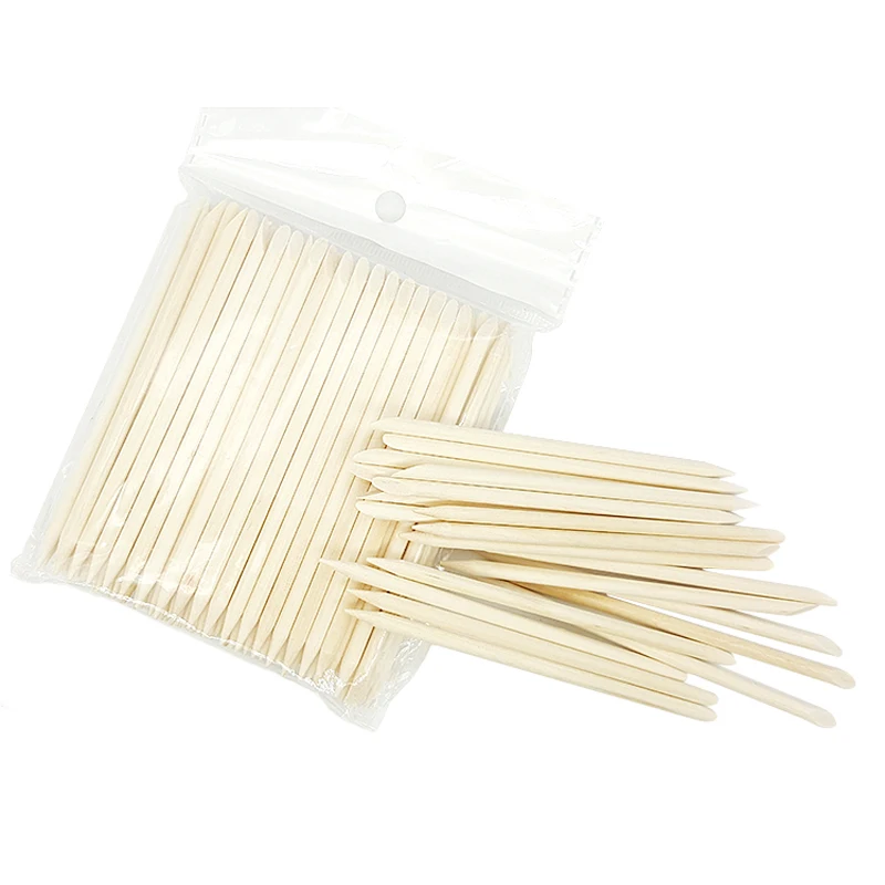 Bâtonnet de manucure en bois Orange à Double extrémité, 300 pièces/lot, poussoir à cuticules en bois, bâton de vernis à ongles pour Gel UV, outils d'art des ongles