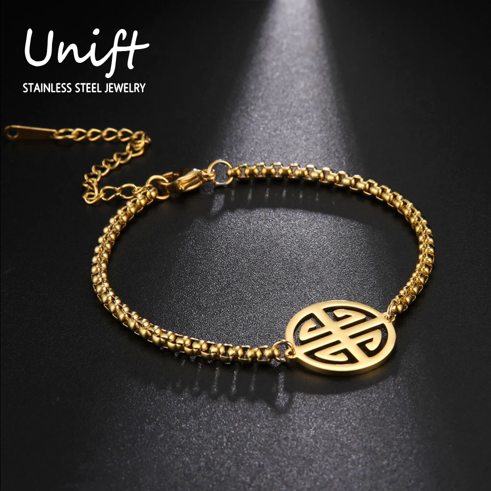 Unift Original Money Amulet Bracelet on Hand Man Women Stainless Steel Chain Bracelet Chinese Lucky Wealth Talisman Jewelry Gift