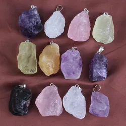 Crystal Stone Pendant For Necklace DIY Natural Irregular Amethyst Citrine Lomen Smokey Rose Quartz Pendant Jewelry No Chain