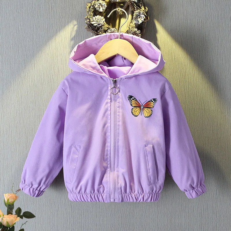 2 3 4 5 6 7 8 9 10 Year Butterfly Girls Jacket Autumn Hooded Zipper Windbreaker Coat  Casual Unicorn Boys Outerwear Kids Clothes