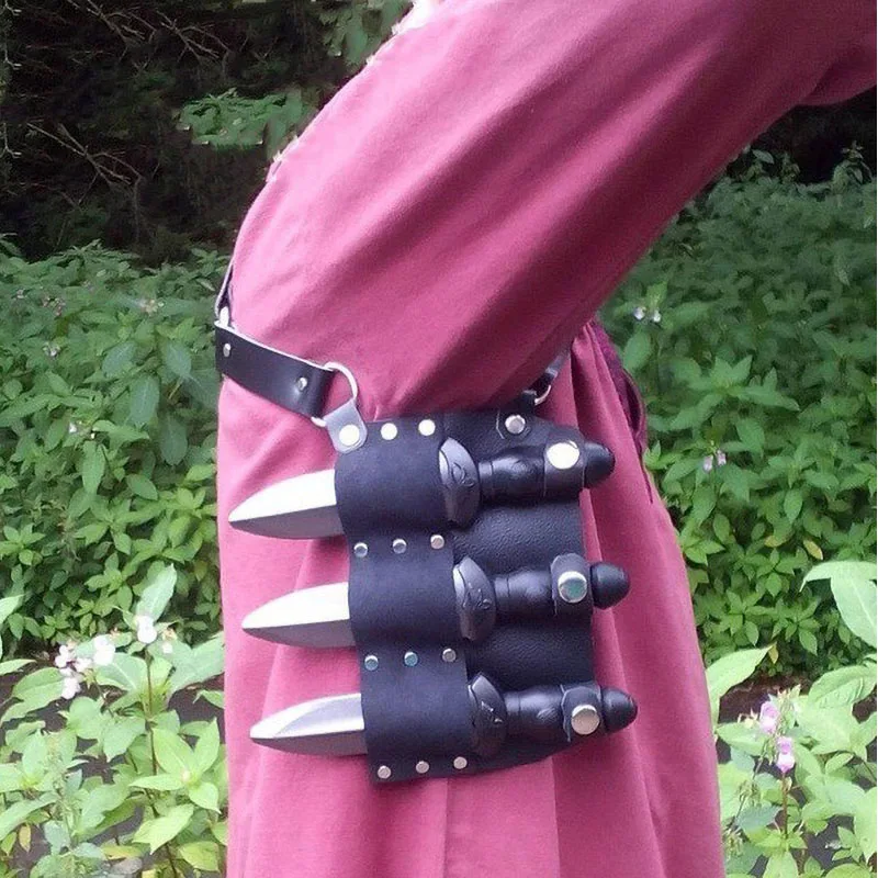 Ancient War Corps Mercenary Armpit Hidden Weapon Throwing Knife Holster Shoulder Belt Cosplay Props Medieval Viking Rogue LARP