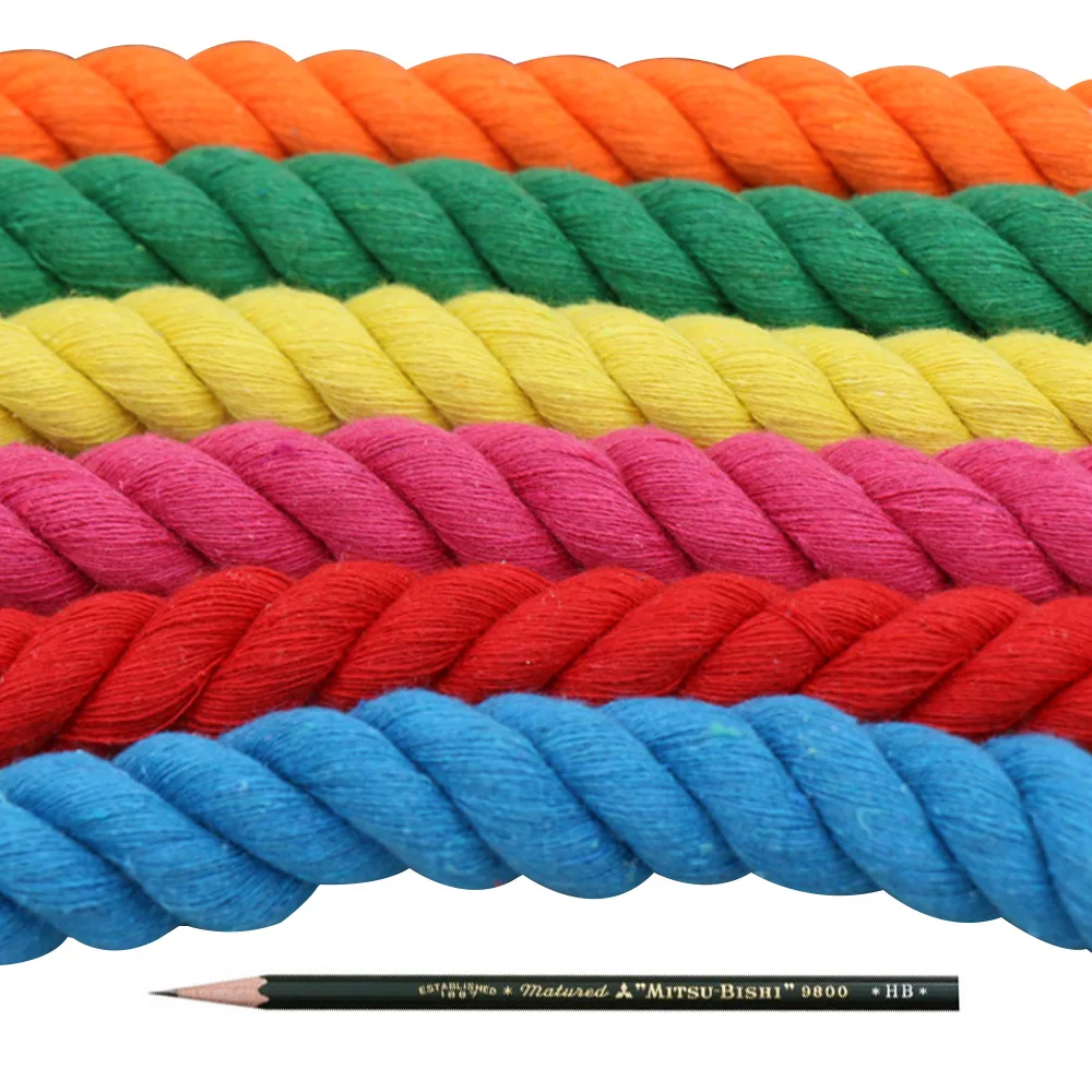 2Meters 15MM 3 Shares Twisted 100% Colorful Cotton Cords/Rope for Bag Home Decor DIY Textile Accessories