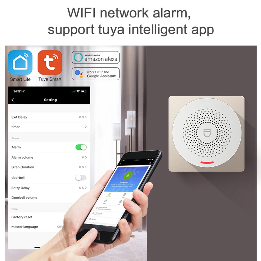 GauTone-sistema de alarma inteligente Wifi para el hogar, alarma de seguridad antirrobo de 433MHz, Control por aplicación Tuya Smart Life, alarma