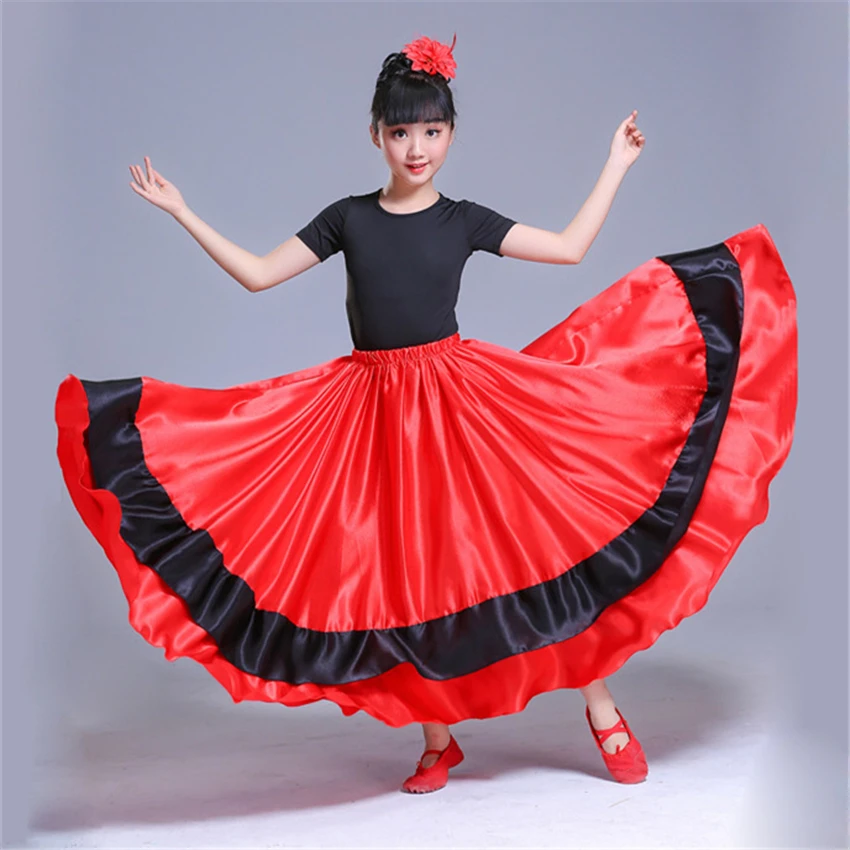 Jupe flamenco pour filles, robe espagnole, chorale, performance sur scène, danse gitane, tauromachie rouge, robes flamengo