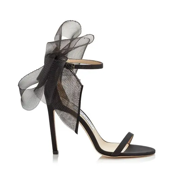 2024 New Bow Tie garza passerella sandali donna nero/beige Open Toe cinturino alla caviglia tacchi alti Sexy sandali estivi moda tacco sottile