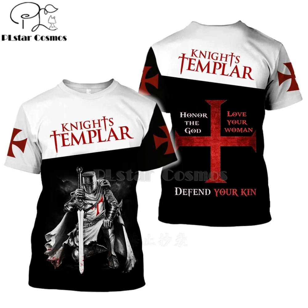 PLstar Cosmos All Over Printed Knights Templar 3d t shirts tshirt tees Winter autumn funny Harajuku short sleeve streetwear-6